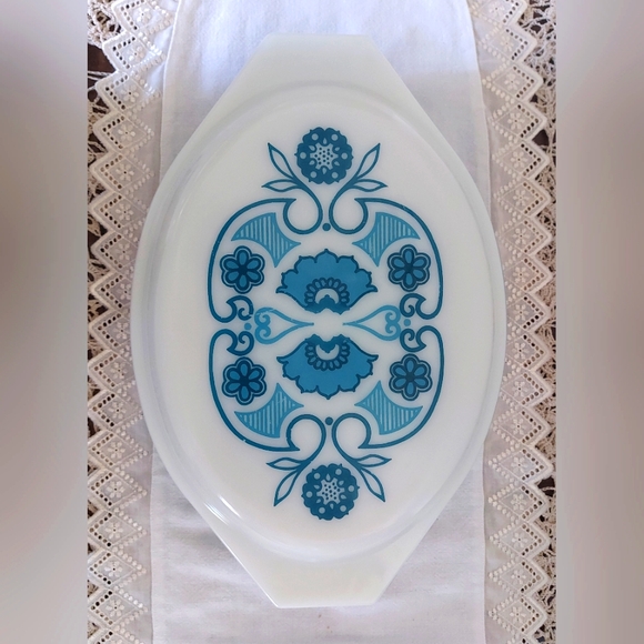 Pyrex Horizon Blue Casserole Dish, Rare Oval Divided Serving Dish - Picture 3 of 7